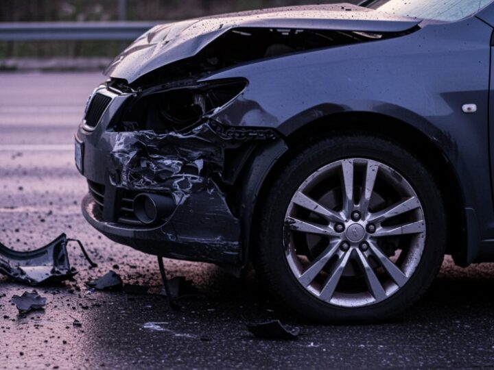 BMW uderza w podporę wiaduktu: jedna osoba ranna w wypadku