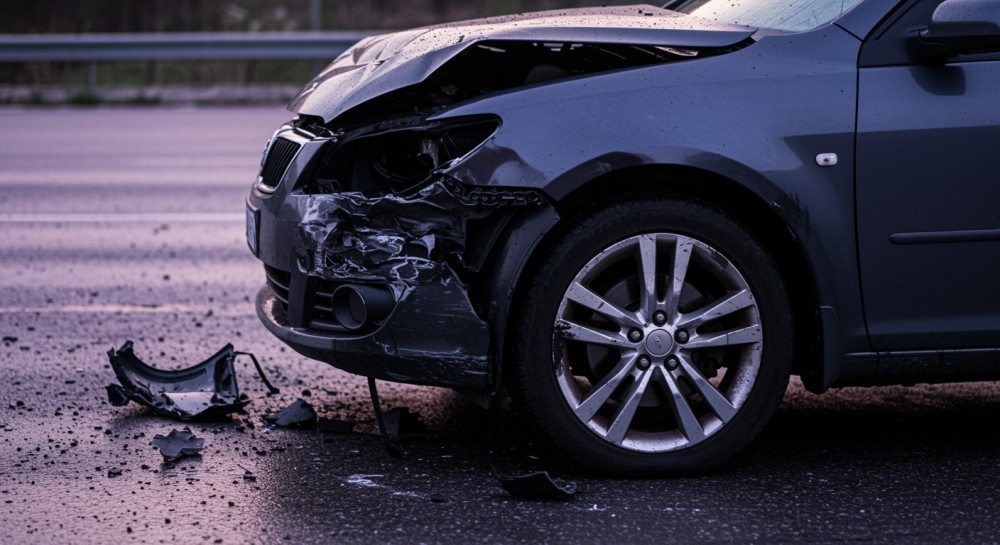 BMW uderza w podporę wiaduktu: jedna osoba ranna w wypadku