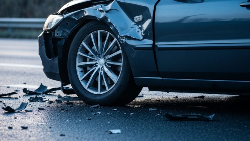 Wypadek w Komornikach: dwa samochody, dwie osoby ranne