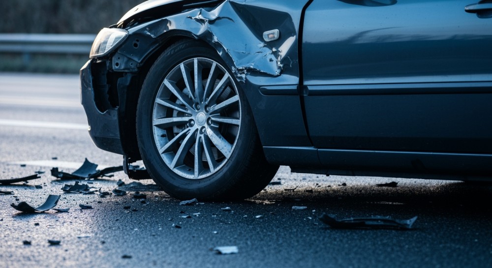 Wypadek w Komornikach: dwa samochody, dwie osoby ranne