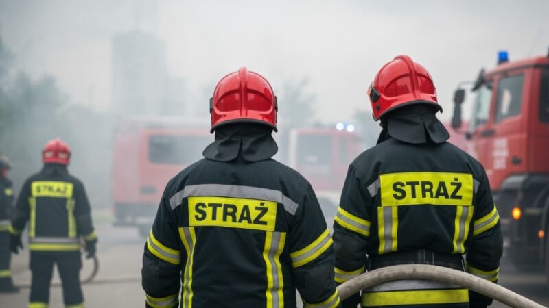 Pożar samochodu i interwencja ZRM w Plewiskach: akcja strażaków na dwóch frontach