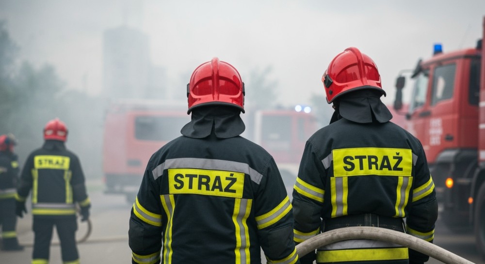 Pożar samochodu i interwencja ZRM w Plewiskach: akcja strażaków na dwóch frontach