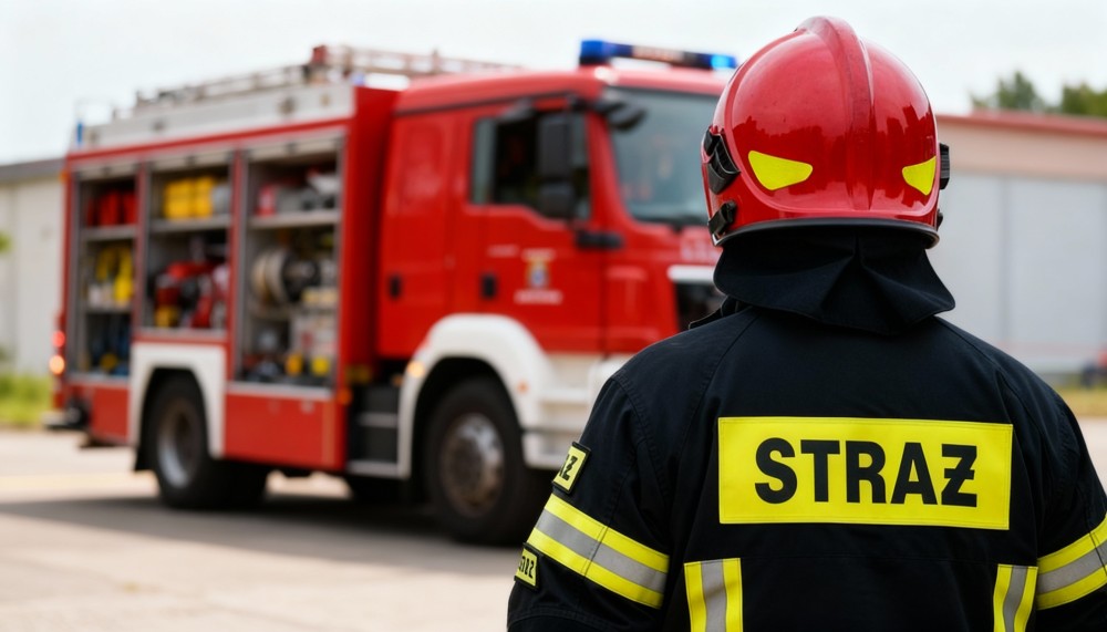 Łabędź uratowany z lodu przez strażaków z OSP Luboń